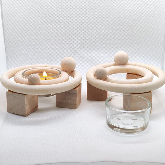 Solar System Inspired Wooden Candle Holder - Unique Celestial Décor Piece,3.54in*1.38in