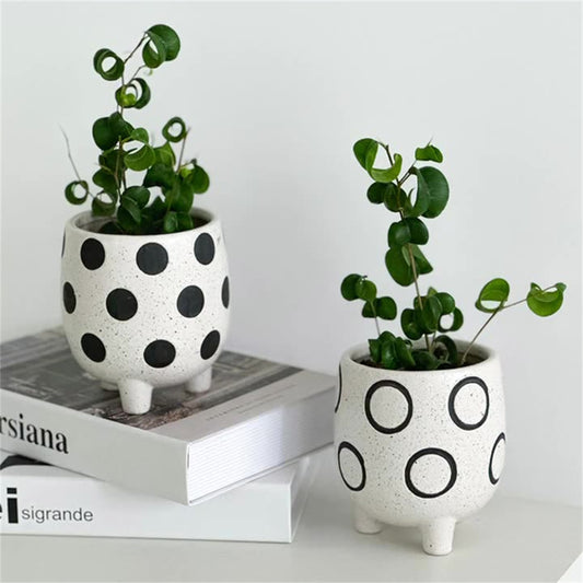 Adorable Hand-Painted Ceramic Flower Pot with Legs: A Charming Addition to Your Home Garden Decor Collection