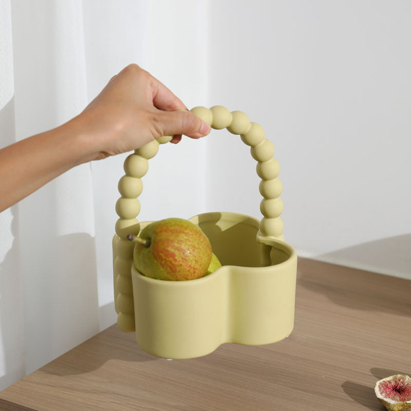Ceramic Fruit Tray Display: Home Living Room Tea Table Handheld Fruit Basket Snack Storage Plate Soft Furnishings