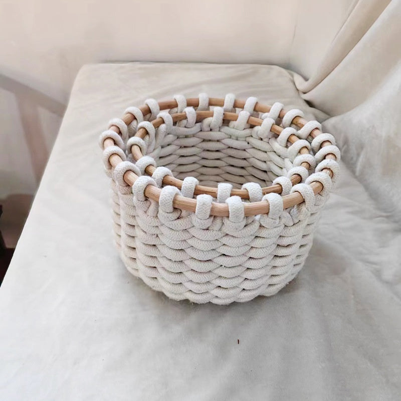 Handwoven Artistic Storage Basket: Versatile Organizer for Desk, Plush Toy Holder, Home Decor Accent - Handcrafted Woven Basket for Tidy Spaces