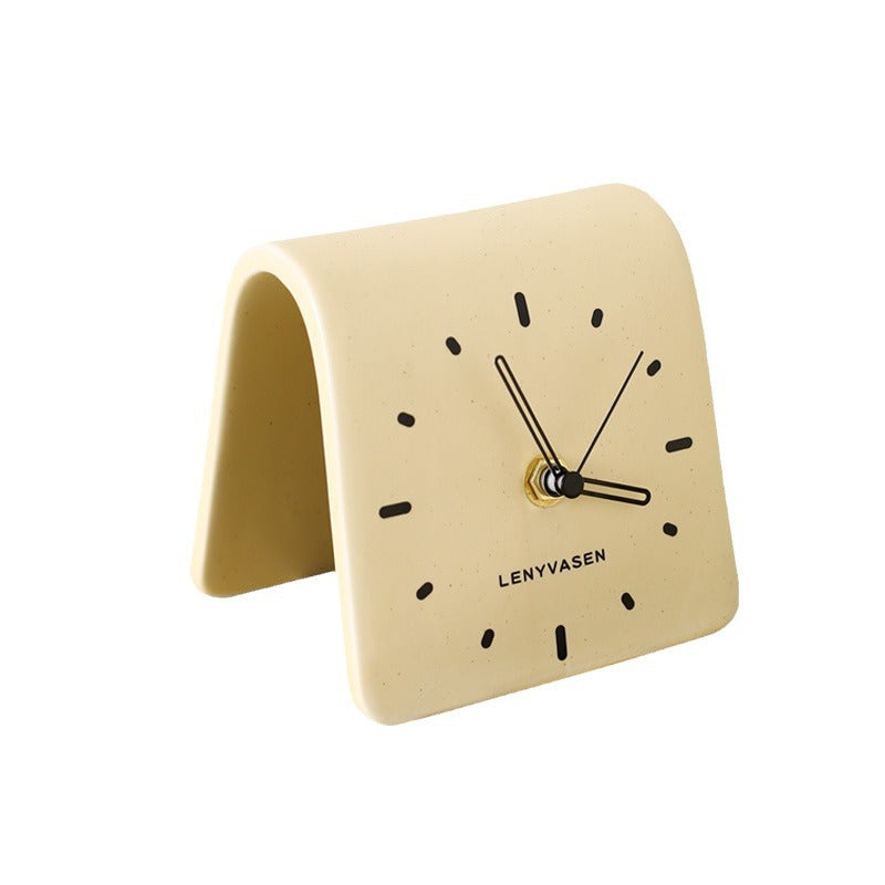 Innovative Ceramic Table Clock: Minimalist Desk Ornament for Home, Living Room, Bedside - Silent Timepiece for Stylish Timekeeping