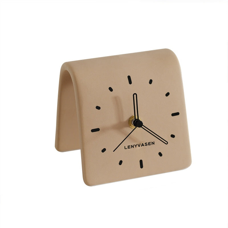 Innovative Ceramic Table Clock: Minimalist Desk Ornament for Home, Living Room, Bedside - Silent Timepiece for Stylish Timekeeping