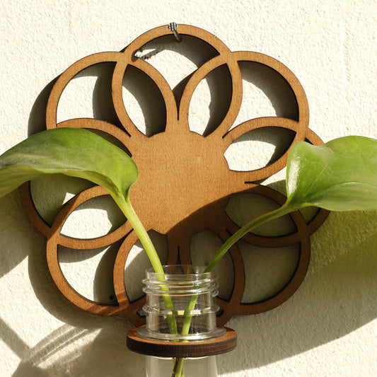 Floral Wooden Hollow Plant Shelf: Enhance Your Space with Stylish Organization - Perfect for Greenery and Decor