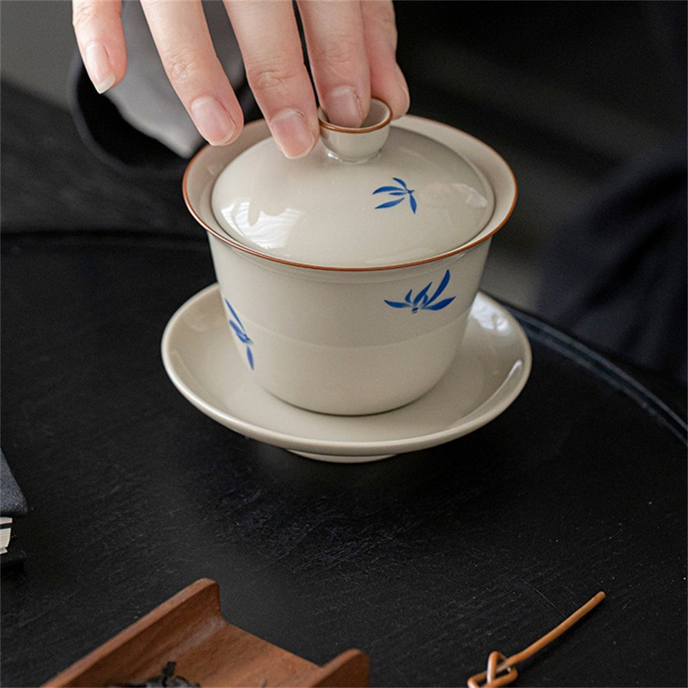 Exquisite Hand-Painted Lotus Handle Kung Fu Tea Set - Authentic Ceramic Pot with Antique Charm for Home or Office - Handcrafted Chinese Teapot for Artful Tea Making