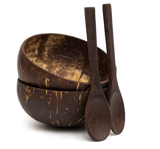PickMeYA Eco-Friendly Coconut Bowl - Natural Coconut Shell Dinner Dessert Bowl - Vintage Coconut Shell Bowl Tableware - Ideal for Rice, Desserts, Fruit Salads, and More