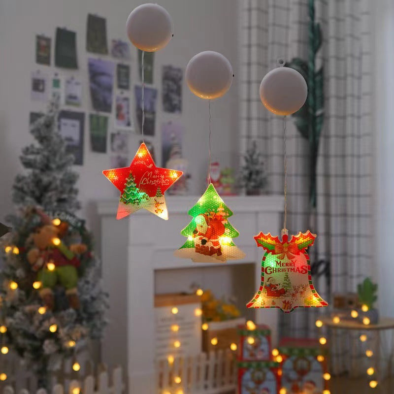 PickMeYA Santa Claus LED Suction Cup Battery Lights Christmas Tree Scene Ambient Light Holiday Decor Star Snowflake Snowman Christmas Stocking
