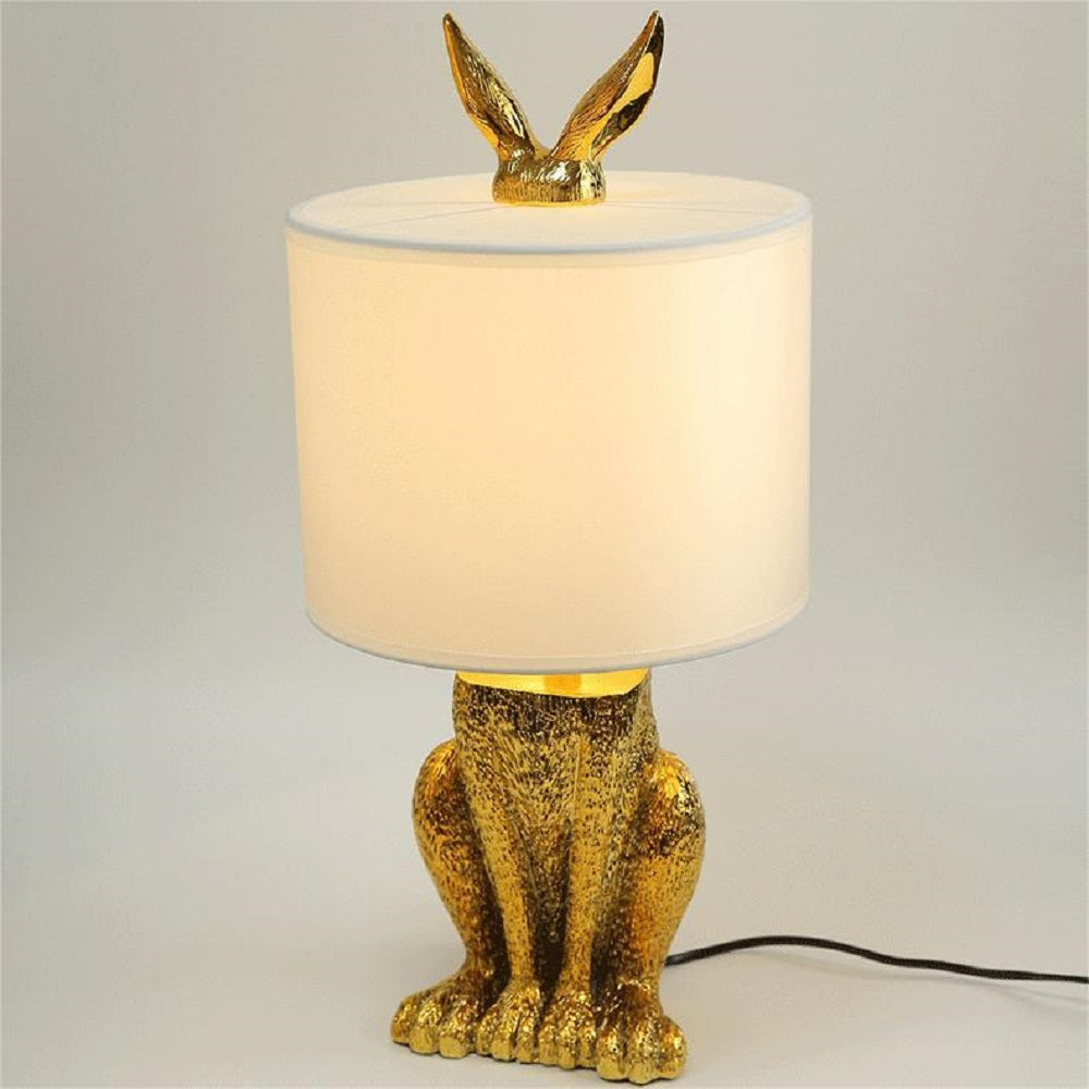 PickMeYA Golden Rabbit Table Lamp - Modern LED Design, 9.84 x 19.69 inches - Creative Bunny Desk Light for Bedside, Dining, Office - 4 Colors Available