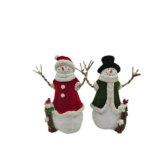 Christmas Snowmen Resin Ornaments: Festive Figurines for Holiday Party Home Decor and Thoughtful, Measuring 4.13 x 3.74 x 8.86 inches，Set of 2