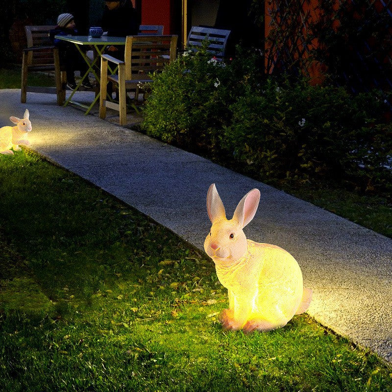 Solar Energy Luminous Rabbit Light: LED Animal Landscape for Outdoor Scenic Spots, Cultural Travel, and Villa Courtyards - 10.24 x 9.06 x 14.96 Inches