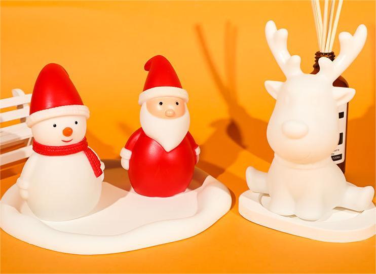 PickMeYA Christmas LED Light,Luminous Santa Claus/Snowman/Reindeer Doll Nightlight,Tabletop Decoration,Gift,Silicone Lamp with Timer for Your Bedroom Table,2.76 x 2.36 x 4.72 inches