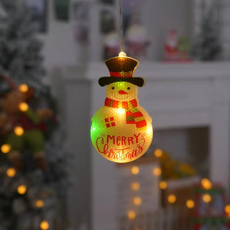 PickMeYA Santa Claus LED Suction Cup Battery Lights Christmas Tree Scene Ambient Light Holiday Decor Star Snowflake Snowman Christmas Stocking