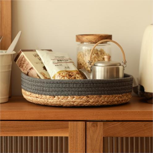 PickMeYA Woven Storage Basket for Fruits, Snacks, and Bathroom Sundries - Round Tray Basket for Organizing Fruits, Bread, Gifts, and More