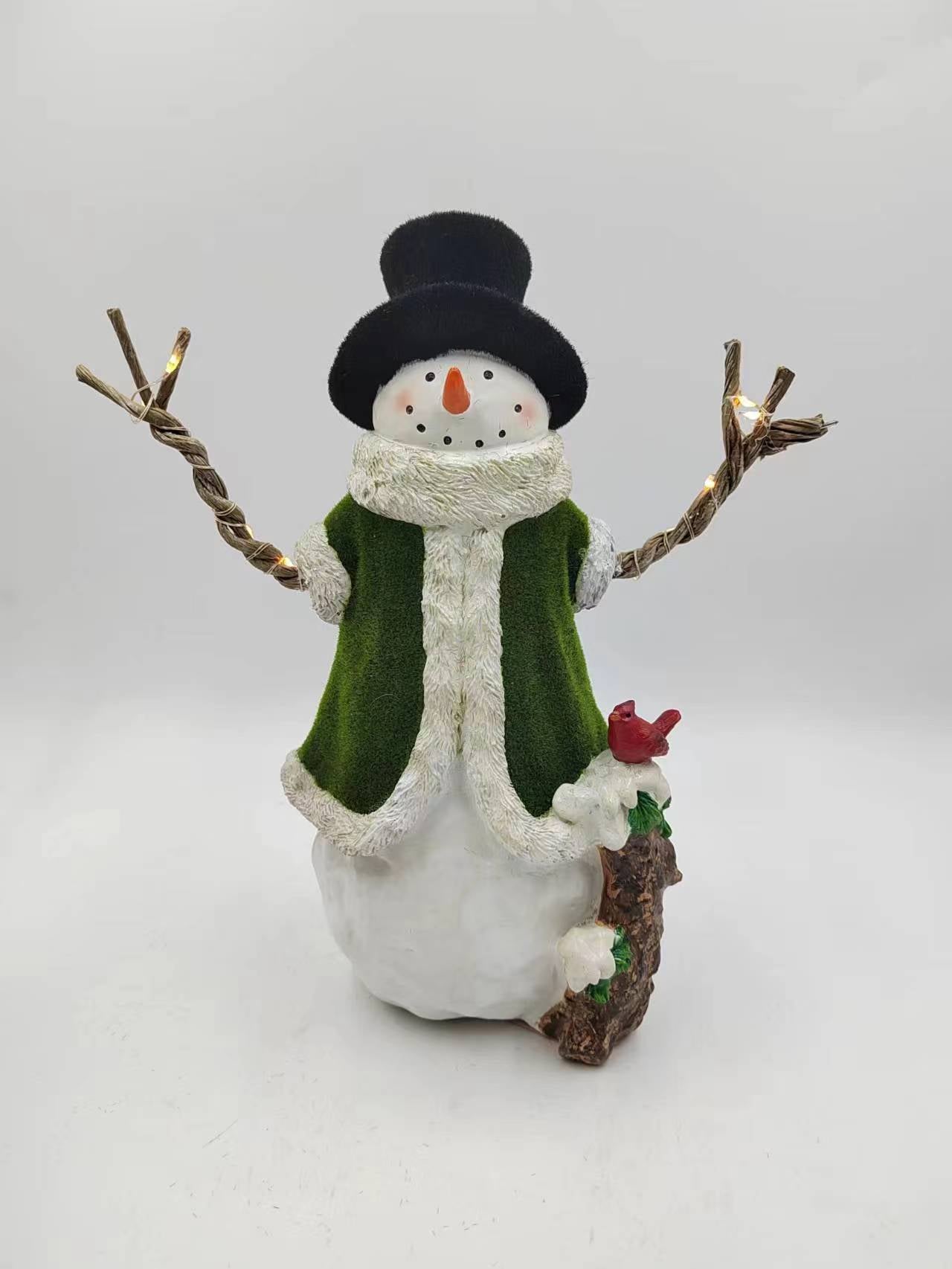 Christmas Snowmen Resin Ornaments: Festive Figurines for Holiday Party Home Decor and Thoughtful, Measuring 4.13 x 3.74 x 8.86 inches，Set of 2