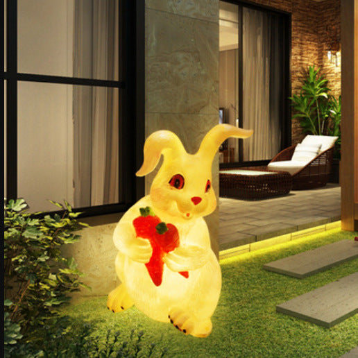 Solar Energy Luminous Rabbit Light: LED Animal Landscape for Outdoor Scenic Spots, Cultural Travel, and Villa Courtyards - 10.24 x 9.06 x 14.96 Inches