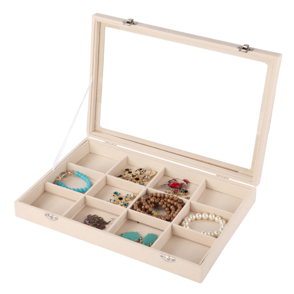 Wooden Jewelry Storage Box with Transparent Lid, Ideal for Bedroom Vanity, Gift for Women, 7 Styles Available