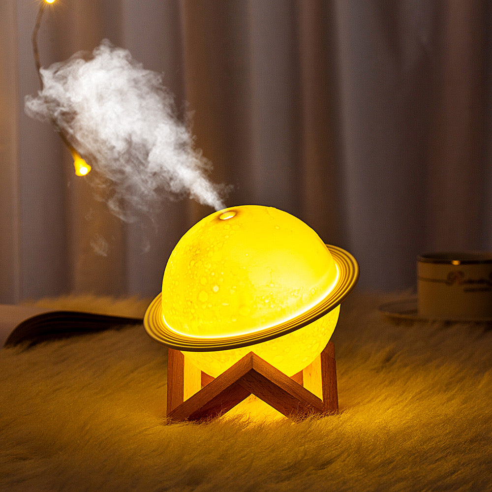 Creative Planet Lamp Humidifier with Moon LED Night Light, USB Moon Lamp Humidifier, Ideal for Bedroom, Study, Children, Men, Women, Gift, 5.43 x 5.43 x 4.13 Inches