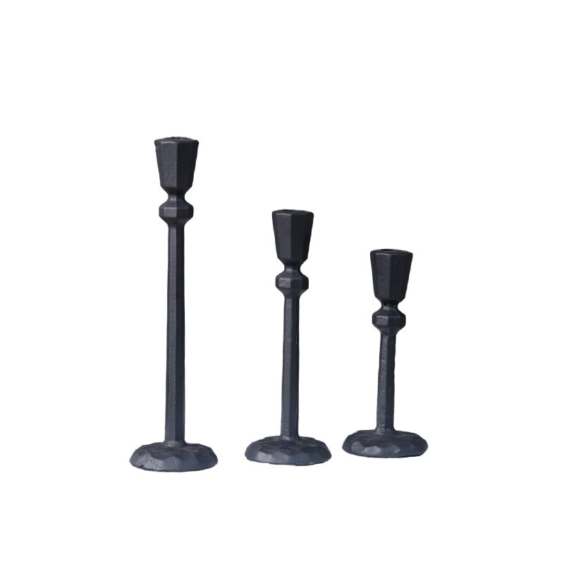 PickMeYA European Style Cast Iron Candle Holder Set - Elegant Three-Piece Home Decor Stand, Minimalist Metal Candlestick Decorative Ornaments for Home Entryway Dining Table Decoration