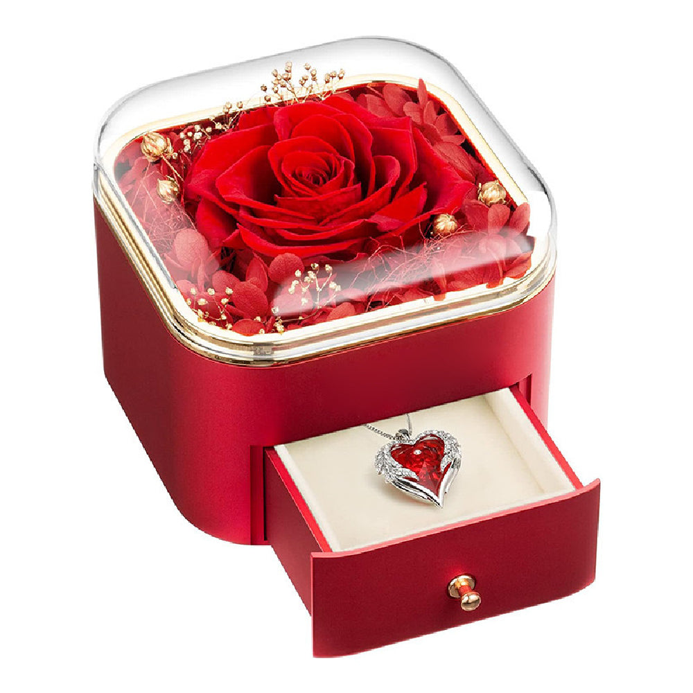Eternal Rose  Jewelry Box, Valentine's Day Mother's Day Gift, Surprise Preserved Flower Home Decor, 4.13*4.13*3.74 Inches
