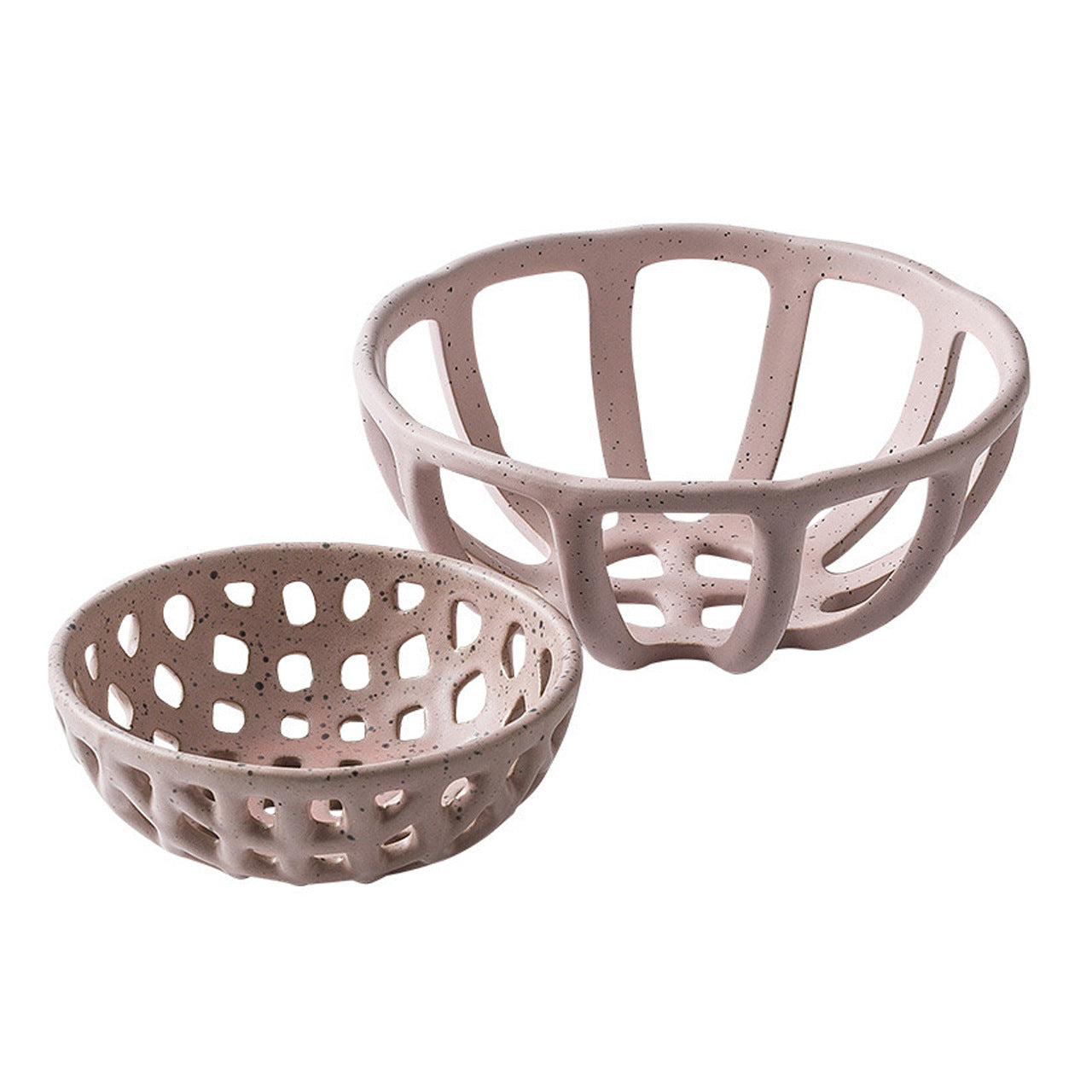 Wicker-Style Fruit Basket ， Vintage Ceramic Bowl with Rattan Weave Design，Rattan-Inspired Fruit Bowl - Durable Ceramic with Natural Wicker Aesthetic，6.1in*2.1in