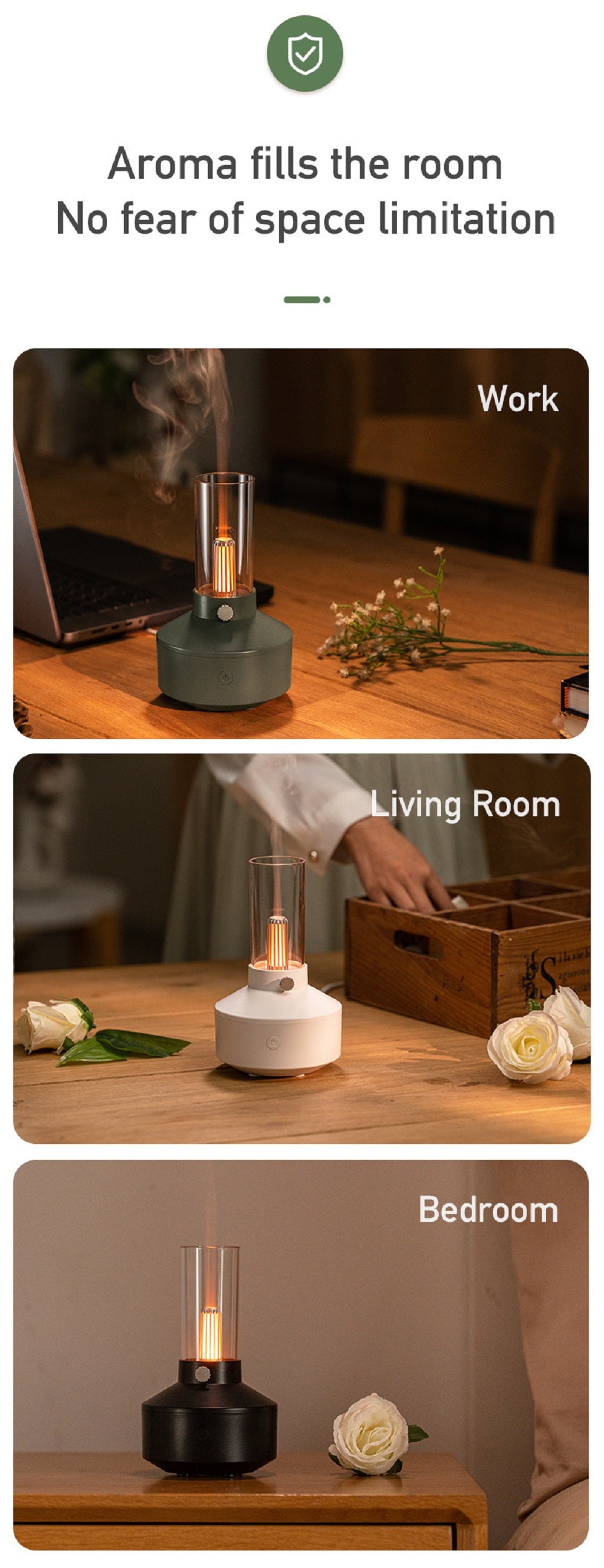 PickMeYA Candlelight Aroma Diffuser Portable Essential Oil Diffuser Noiseless USB Plug-in Desktop ambience Candlelight Home Aroma Diffuser Humidifier