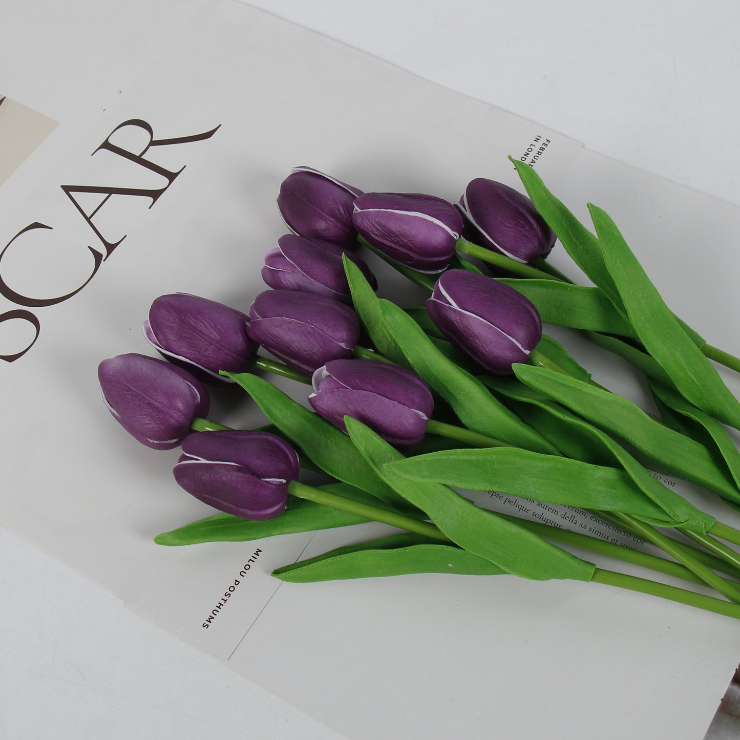 Artificial Tulip Bouquet 10pcs - 12.99 inches PU Tulip Fake Flower Decoration, Suitable for Room, Office Table, Party, Wedding, Home Decoration; Available in a Variety of Colors