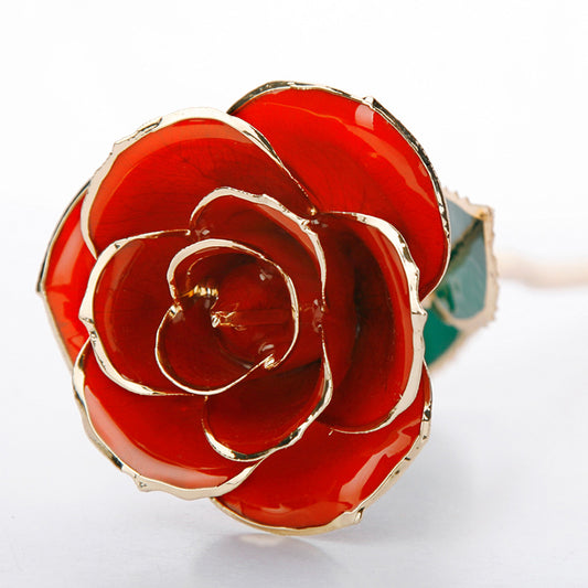 Elegant 24k Gold-Plated Rose and Enamel Flower - Home Décor and Timeless Gifts