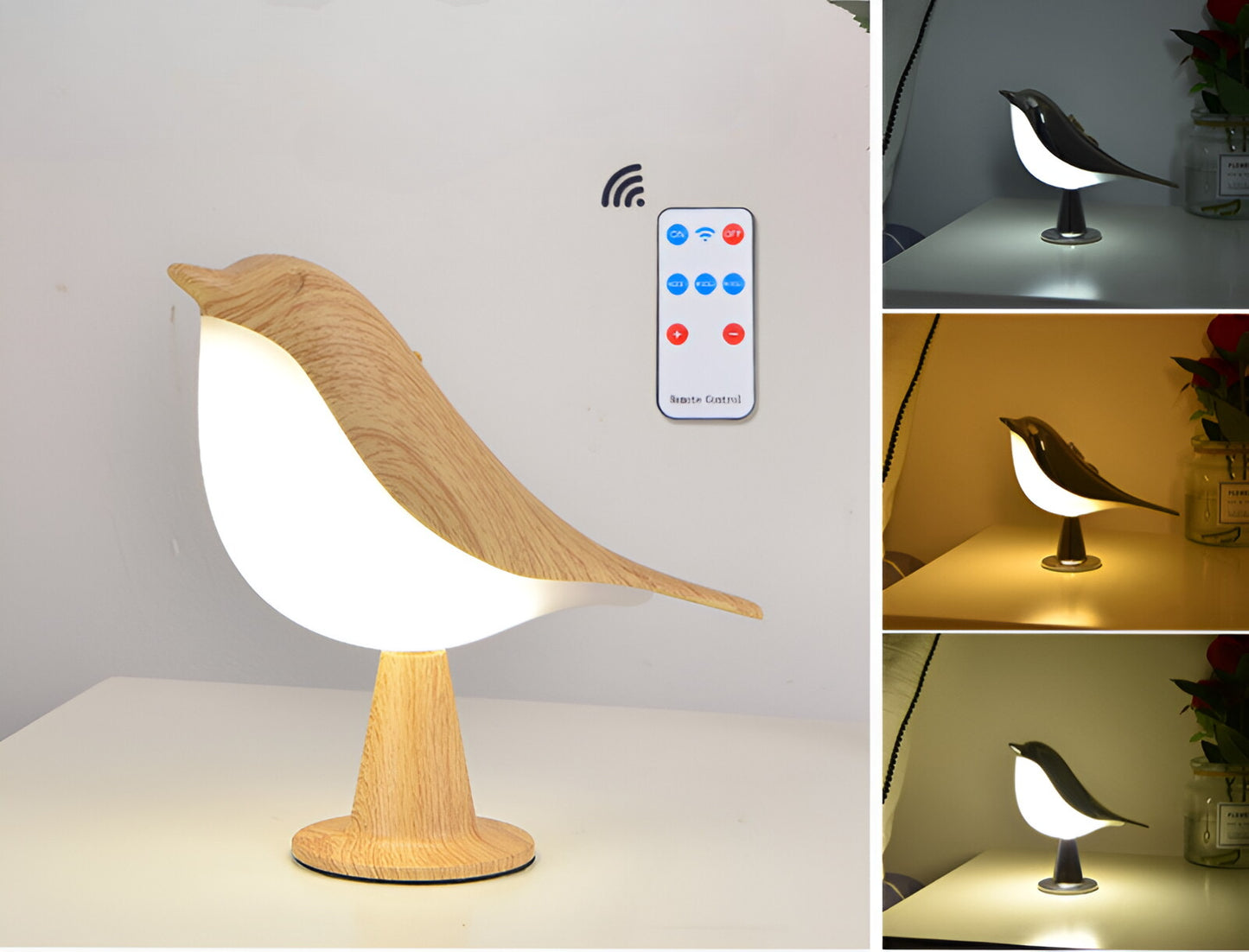 Bird Aromatherapy Decor Lamp, 8.46 x 2.36 x 5.91 Inches, Bedroom Bedside Bird Night Light with Remote Control, Rechargeable Touch 3-Color Ambient Table Lamp, Children's Night Light Gift