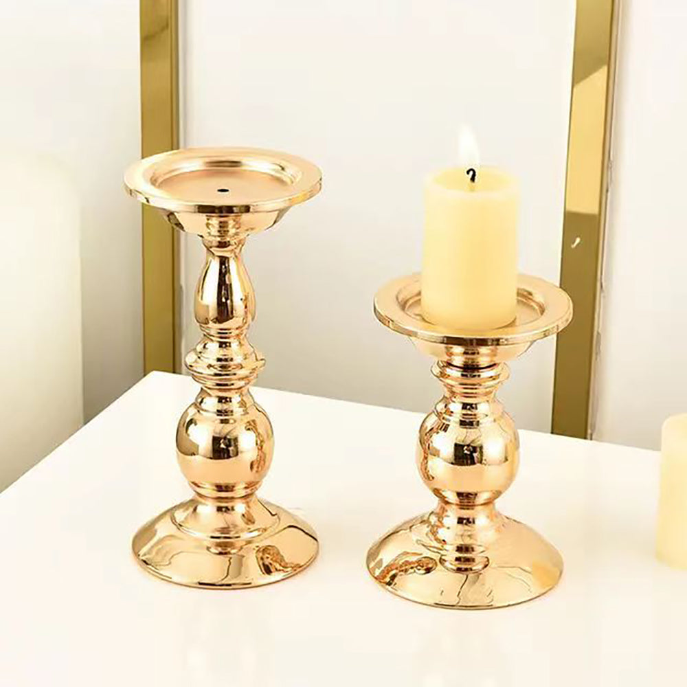 PickMeYA アメリカンスタイル ゴールドアイアン キャンドルホルダー テーブル雰囲気装飾 金メッキ燭台 結婚式 ダイニングテーブル パーティーデコレーション (1個) 