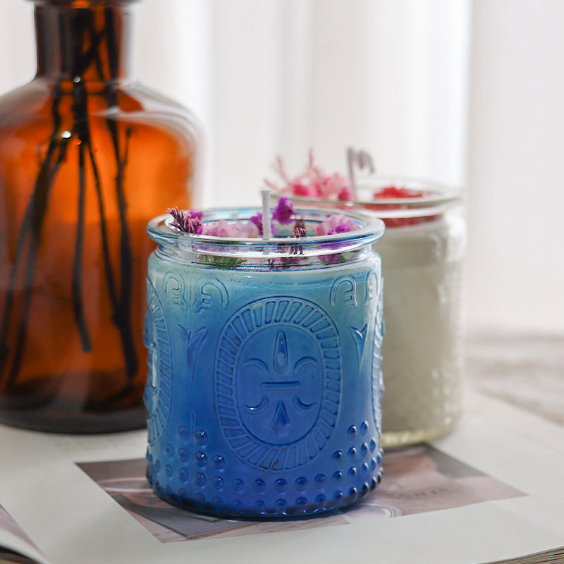 Handcrafted Etched  Glass Cup - DIY Aromatherapy Candle Container with Exquisite Design,2.36"*2.76"