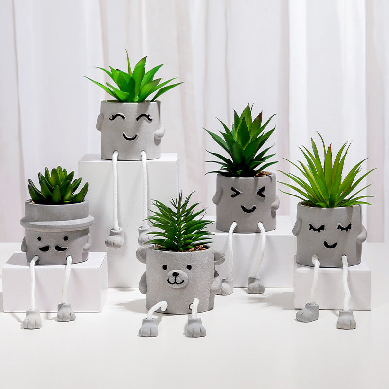 PickMeYA Minimalist Creative Artificial Succulent with Cute Pot, Decorative Succulent Planter, Ideal for Rooms, Desks, Realistic Succulent Potted Plant for Office or Home Decor
