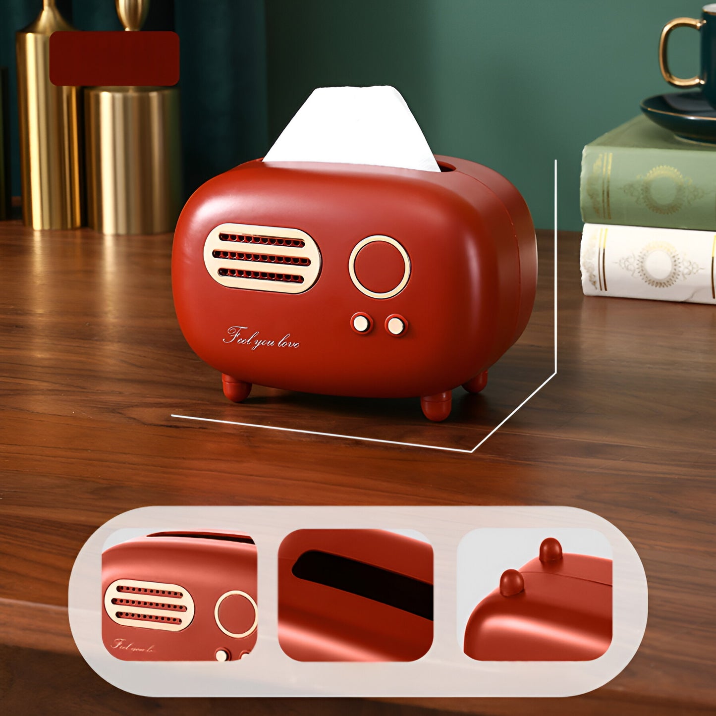 Vintage Radio Shaped Tissue Box Holder, Luxurious Living Room Dining Table Napkin Holder, Remote Control Coffee Table Organizer, Ideal for Kitchen Bathroom Bedroom Home Decor, Available in 3 Colors and Various Sizes