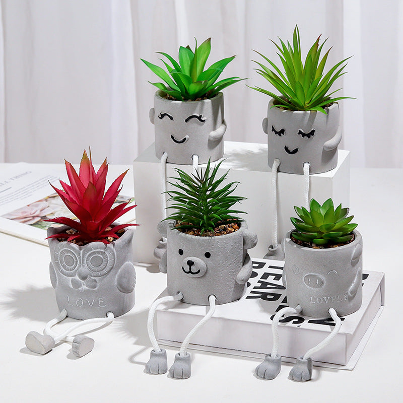 PickMeYA Minimalist Creative Artificial Succulent with Cute Pot, Decorative Succulent Planter, Ideal for Rooms, Desks, Realistic Succulent Potted Plant for Office or Home Decor