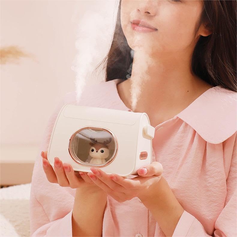 PickMeYA Dual Nozzle Animal Humidifier: Small, Quiet, USB Rechargeable, and Portable; Ideal for Bedroom, Home, Office, Desktop, Night Light, and Humidification
