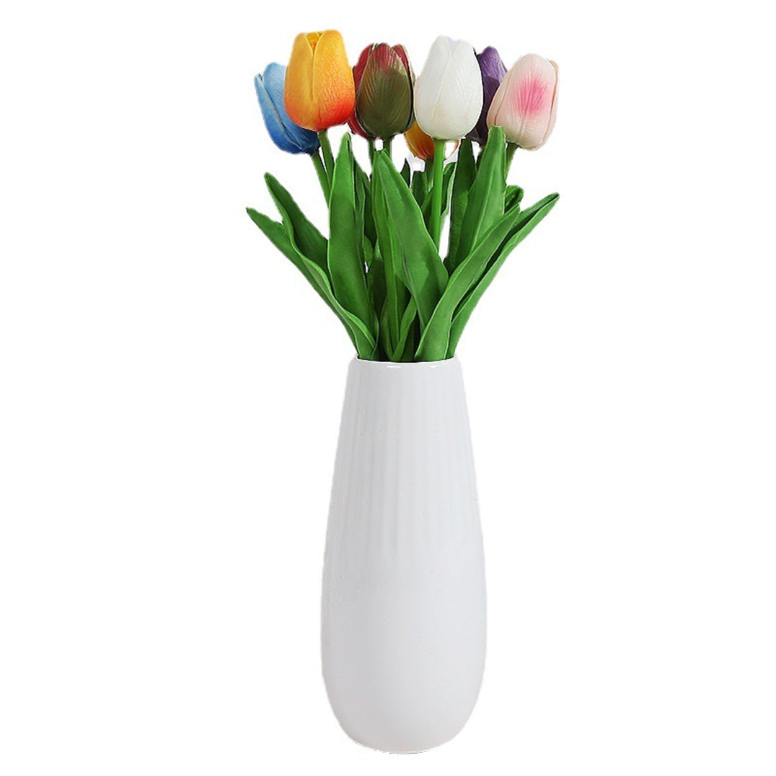 造花チューリップブーケ 10本 - 12.99インチ PUチューリップフェイクフラワーデコレーション、部屋、オフィステーブル、パーティー、結婚式、家の装飾に最適。さまざまな色をご用意