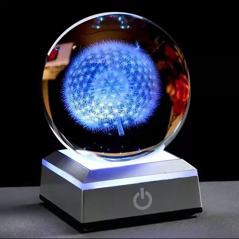 PickMeYA 3D Laser-Carved Saturn Sun Series Crystal Ball Nightlight - Astronomy Gift, Universe Planet Decor with LED Light