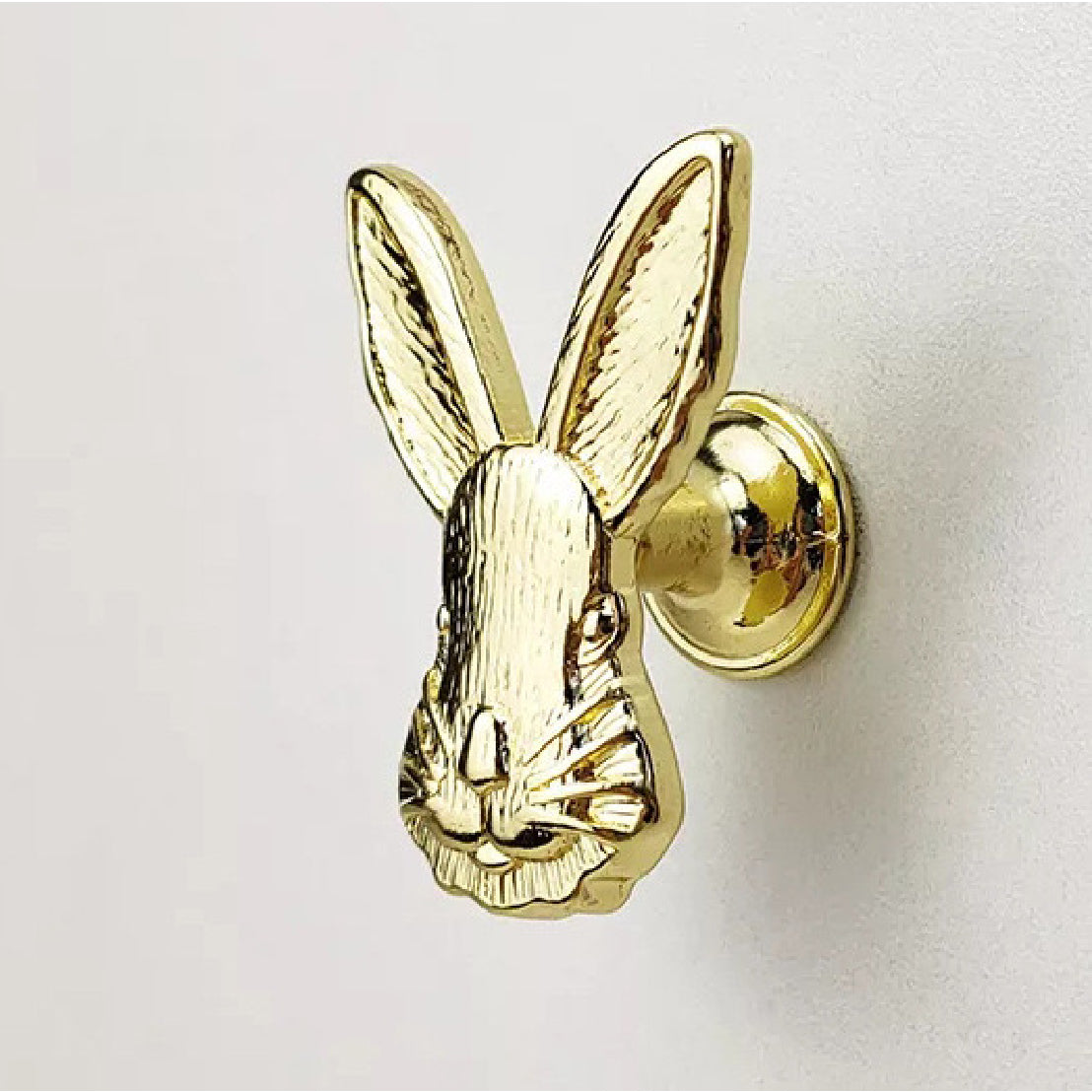 3-Piece Rabbit Clothes Hooks Set, Zinc Alloy Single Hole Pull Handle, Golden Cabinet Drawer Handles, Decorative Wall Hooks