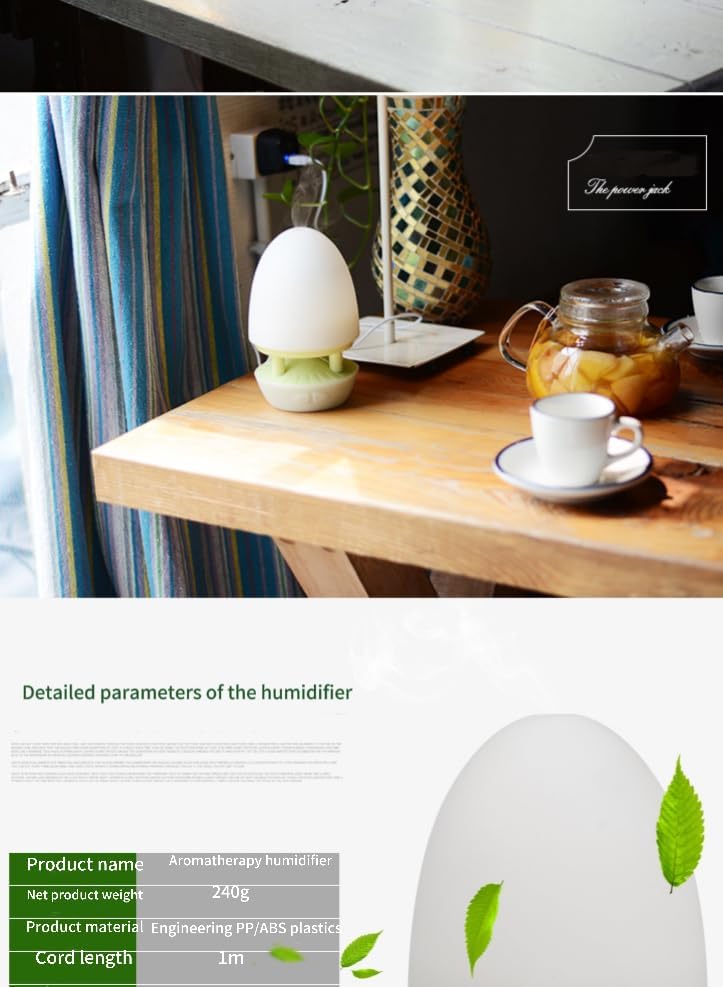 Egg-Shaped Small Essential Oil Diffuser: Creative Design for Home, Bedroom, Children's Room - Mini, Ultrasonic, Silent Cold Fog Humidifier with Colorful Night Light and Air Humidification，White