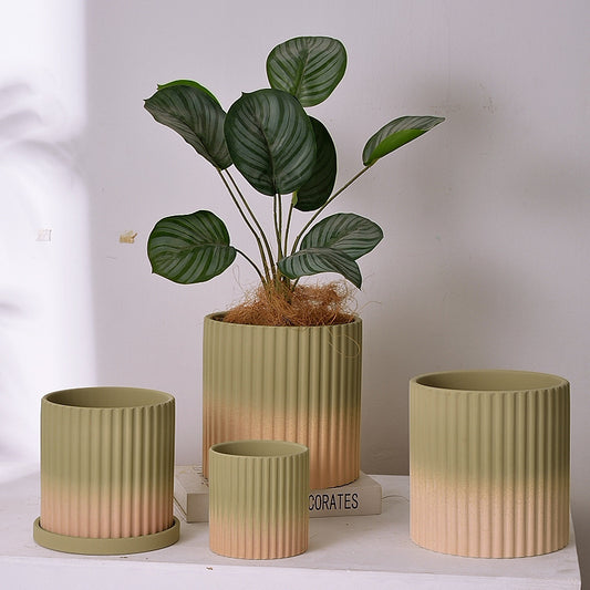 Olive Green Ceramic Matte Vase,Elegant and Versatile Accent Piece,Neutral Home Decor for Shelves, Pottery Decorative Vases for Home Decor Farmhouse, Green Ombre