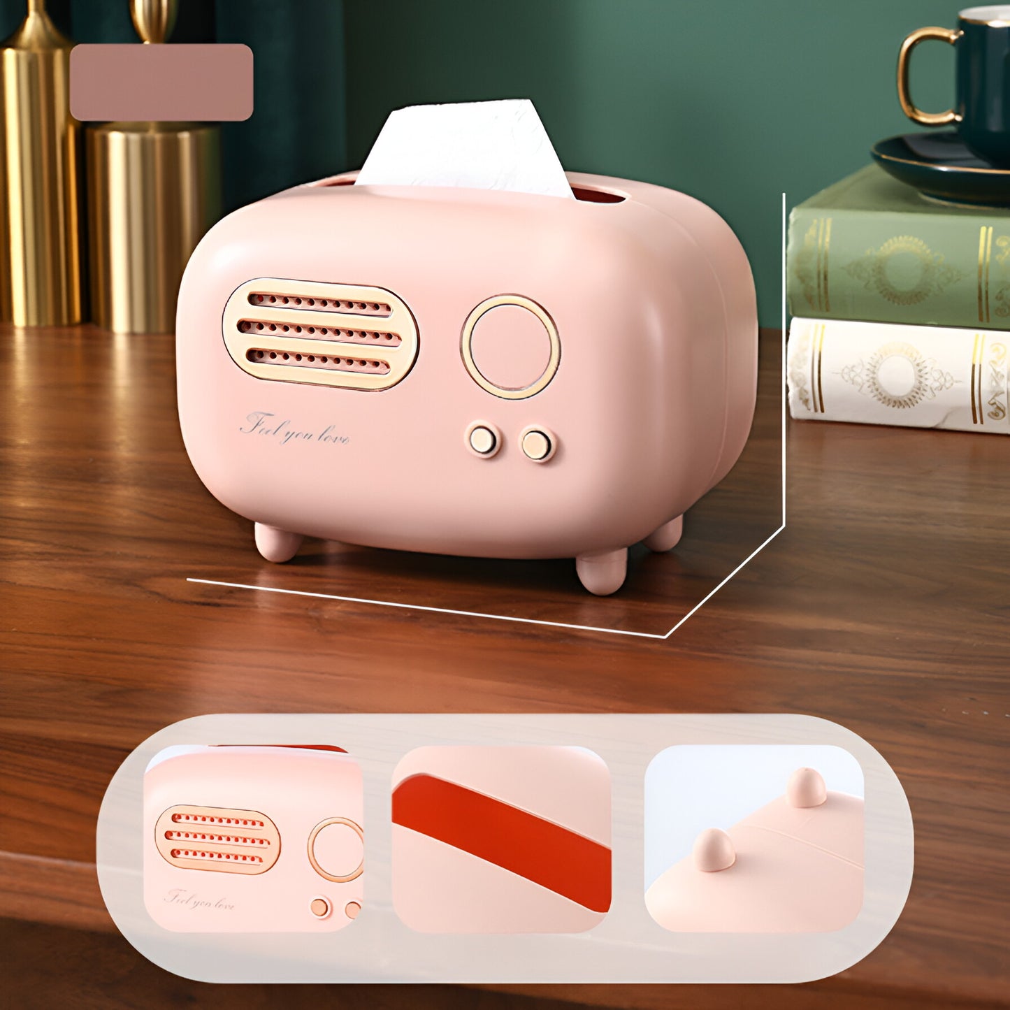 Vintage Radio Shaped Tissue Box Holder, Luxurious Living Room Dining Table Napkin Holder, Remote Control Coffee Table Organizer, Ideal for Kitchen Bathroom Bedroom Home Decor, Available in 3 Colors and Various Sizes