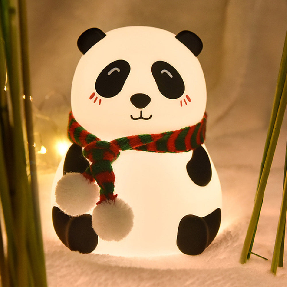 Panda Silicone Lamp, Cute Panda Night Light, USB Rechargeable Colorful Pat Night Light, Ideal Gift for Girls, Bedroom Night Light for Kids, 4.17 x 4.41 x 5.35 inches