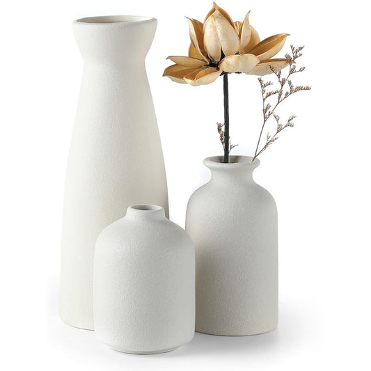 Modern Flower Vase Set - Three-Piece Floral Container Bundle for Home Decor