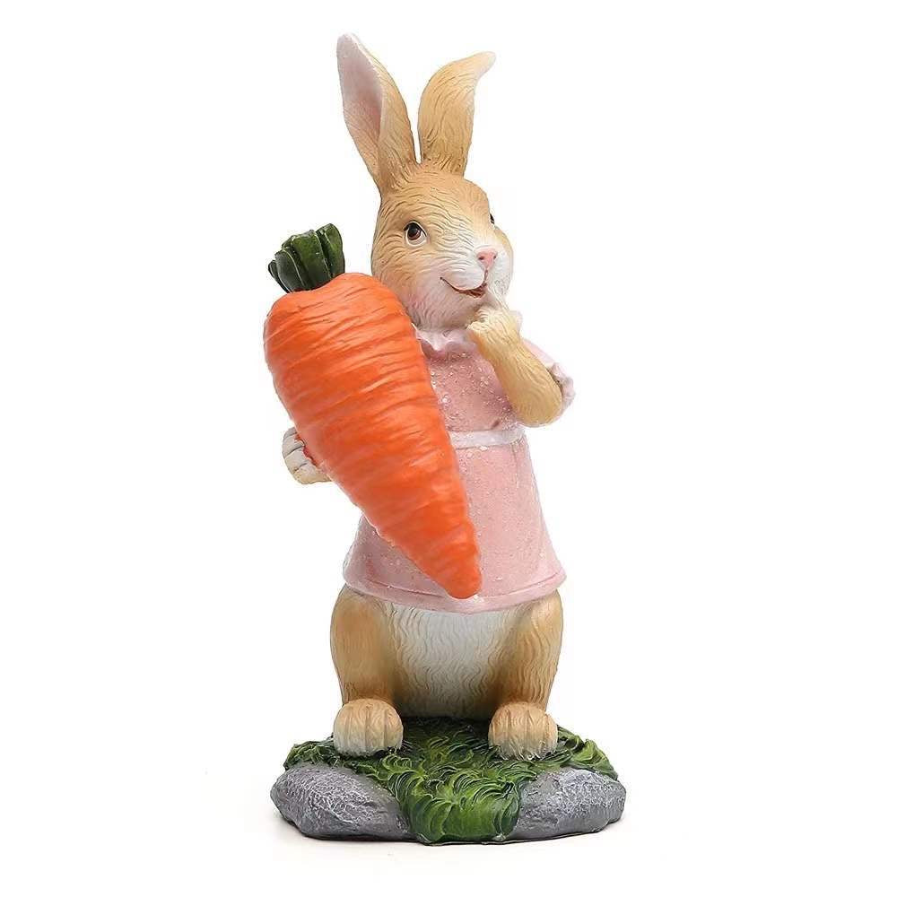 Bunny Figurines Easter Decorations, Home Decor Resin Easter Bunny, Tabletop Indoor-Outdoor Lawn Yard Table Centerpiece,2.8 x 3.3 x 5.4 inches