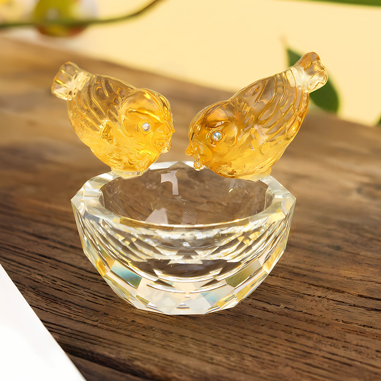 Crystal Bird's Nest Figurine, 2.56 x 2.17 Inches, Collectible Art Piece Bird Animal Statue, Suitable for Living Room Bedroom Office Decor, Mother's Day Gift, Ideal for Gifting Friends