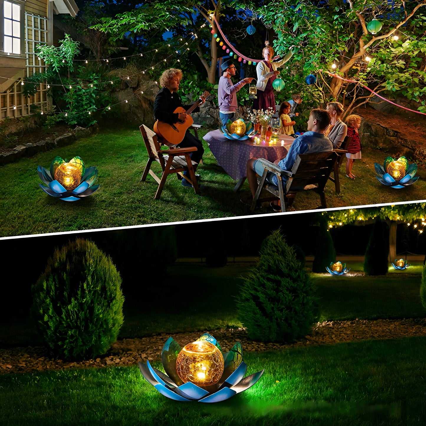 Solar Outdoor Simulation Lotus Lamp, 11.02 x 11.02 x 4.72 Inches, Lawn Decor Landscape Light, Suitable for Garden, Balcony, Yard Decoration, Waterproof, Energy-saving and Bright