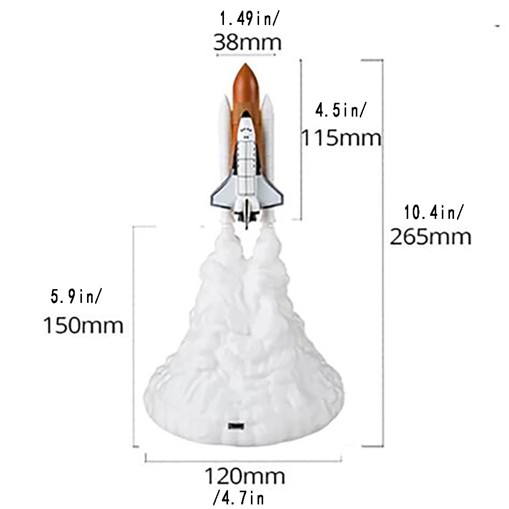 PickMeYA Nightlight 3D Printed Rocket Light New Fancy Creative Home Decor USB Rechargeable Bedside lamp Space Shuttle Children's Sleep nightlight