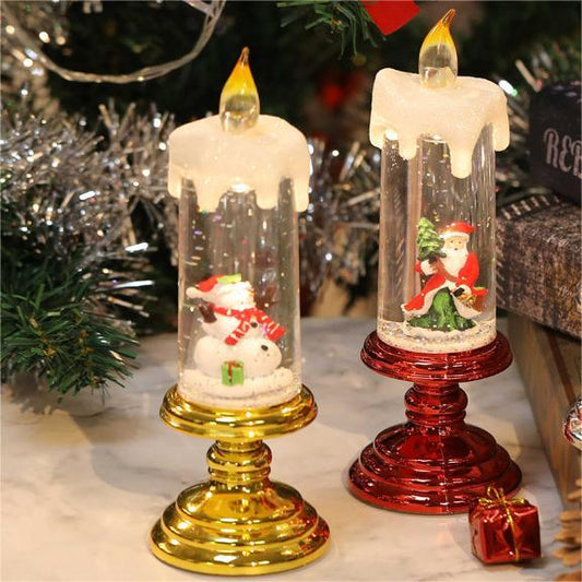 Christmas Flameless Candle Nightlights: Candle-Shaped Battery-Powered Plastic Lights for Bedroom and Living Room Decor, 2.5 x 2.5 x 7 Inches, Set of 2