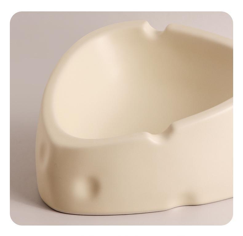 Cheese-InspiredCheese-Inspired Ceramic Pet Bowl: Prevents Upset Stomachs with Neck Guard Design - Ideal for Cats and Dogs, in Light Yellow and Cream White, Size 7.3x6.7x3.5 inches，Set of 2