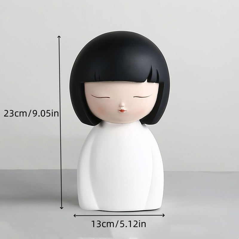 Adorable Bun-Haired Girl Desktop Ornament: Perfect Home Décor for Entryways, Bedrooms, TV Cabinets