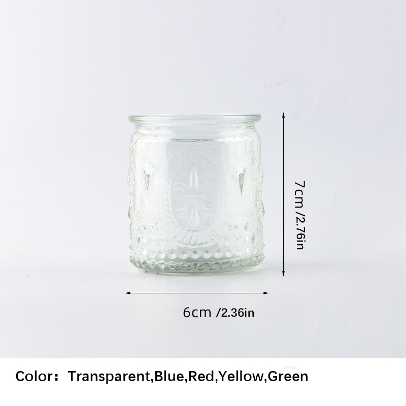 Handcrafted Etched  Glass Cup - DIY Aromatherapy Candle Container with Exquisite Design,2.36"*2.76"