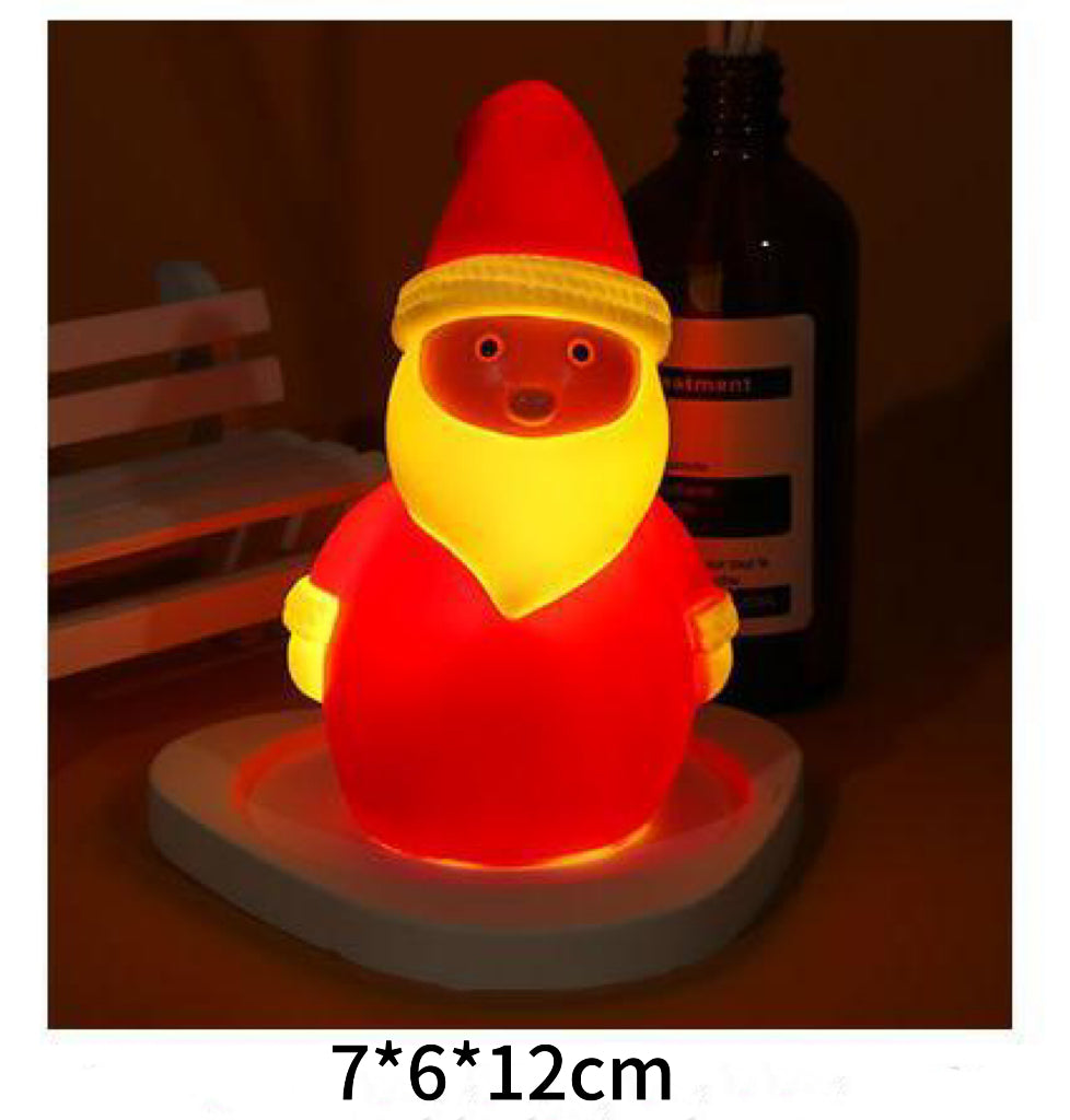 PickMeYA Christmas LED Light,Luminous Santa Claus/Snowman/Reindeer Doll Nightlight,Tabletop Decoration,Gift,Silicone Lamp with Timer for Your Bedroom Table,2.76 x 2.36 x 4.72 inches